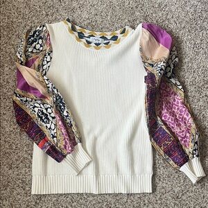 Fate Cream Knit with Blue and Yellow Pattern